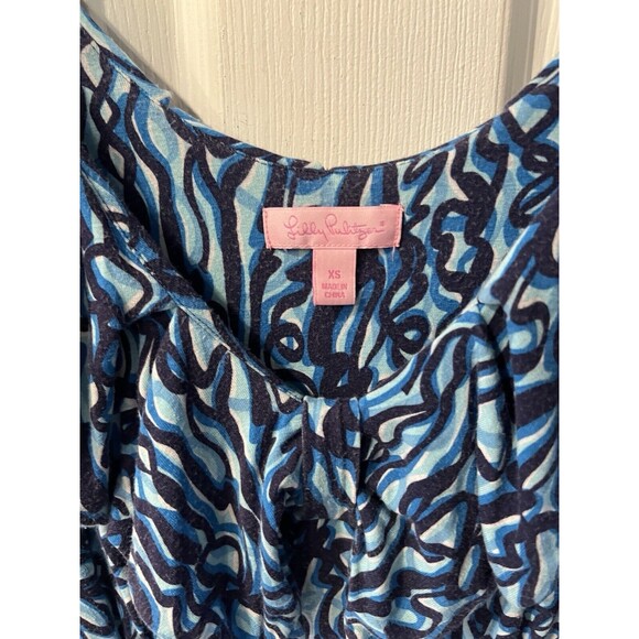 Lilly Pulitzer Katy Dress Womens XS Navy Ribbit Ruffle Stretch Feminine casual - Picture 2 of 9